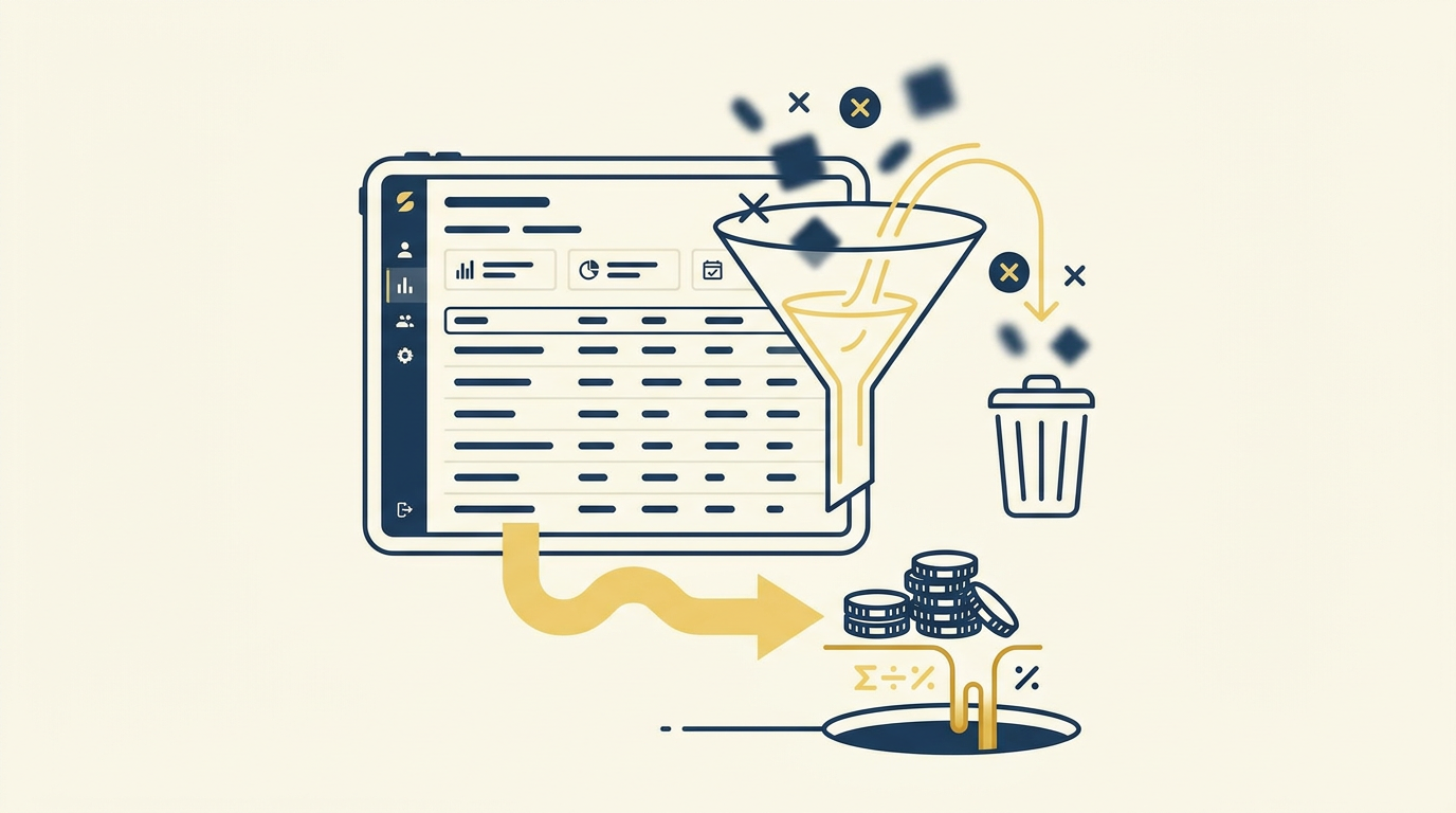 Illustratie van het opschonen van een Google Ads zoektermenrapport