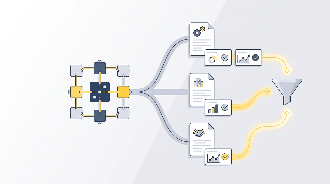 Modulair systeem voor B2B-landingspagina's per sector