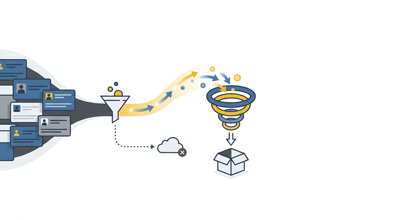 Illustratie van een CRM-klantenlijst die wordt uitgesloten van B2B Google Ads-campagnes