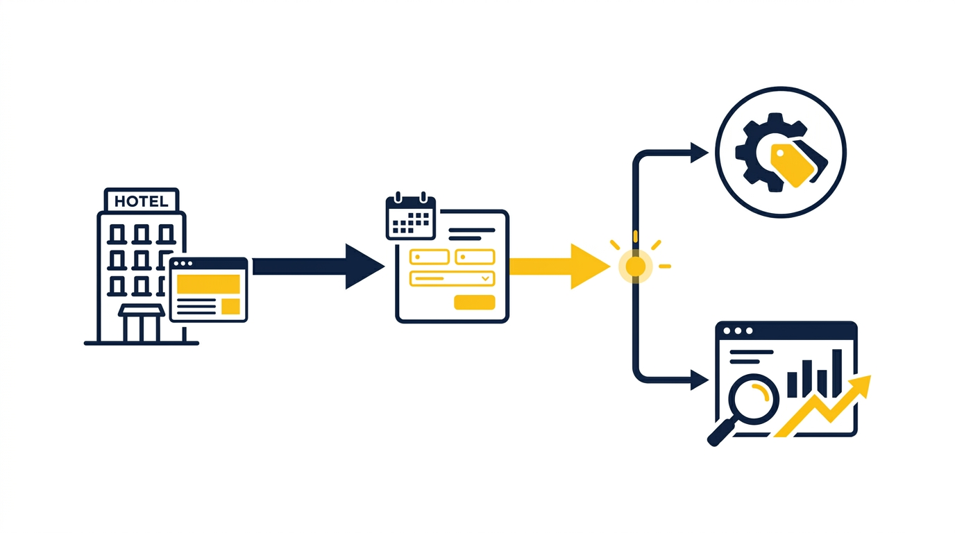 Meetketen van hotelwebsite via booking engine en Tag Manager naar GA4