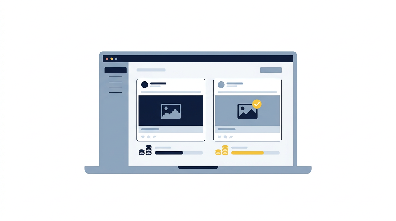 Twee Meta Ads creatives naast elkaar in een testdashboard
