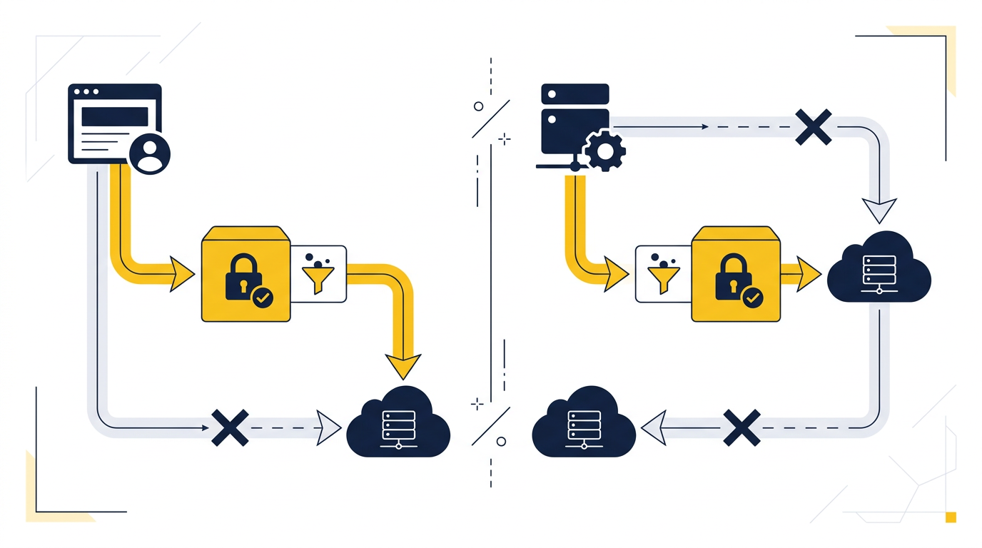 Vergelijking van client side en server side gegevensroutes met toestemming en ontdubbeling