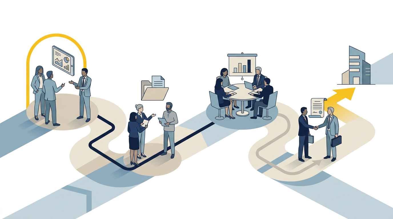 Contentmap voor een lange B2B-besliscyclus met meerdere beslissers en fases