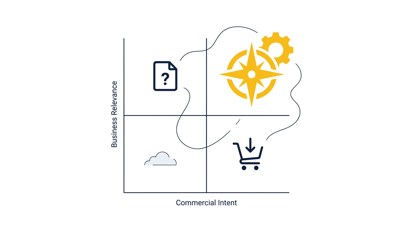 Prioriteitenmatrix voor B2B SEO-pagina's op commerciële intentie en relevantie