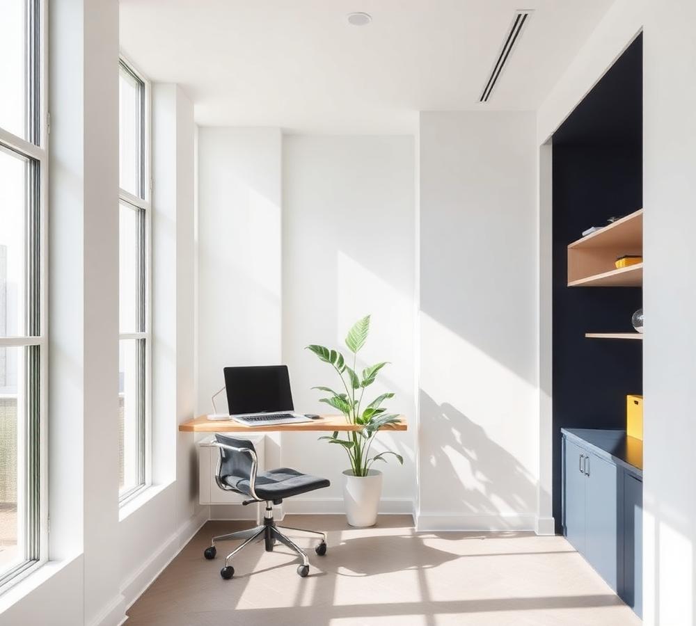 Lichte moderne werkplek met daglicht